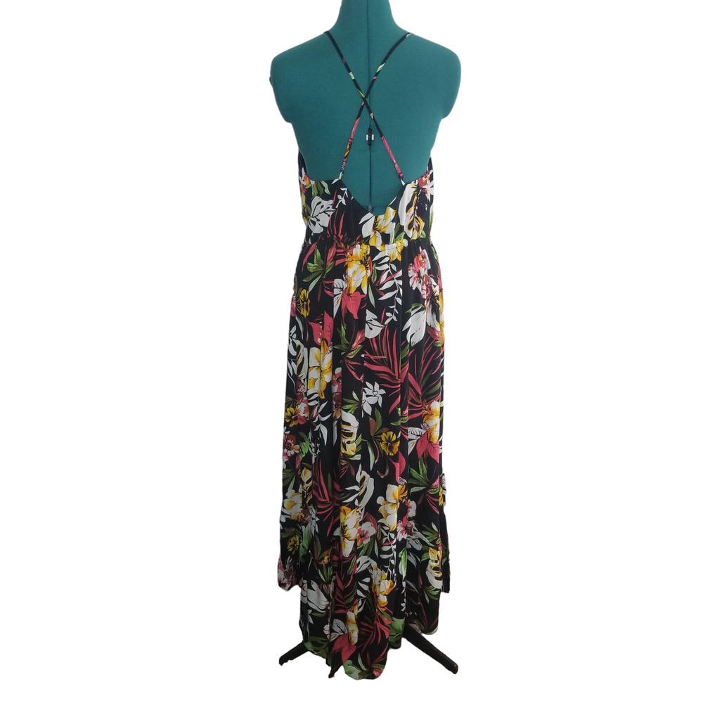 Lulus Women's Tropical Print Dress, Black, High-Low Maxi Dress Size M, New - Picture 3 of 12